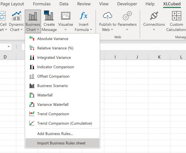 Importing the Business Chart Rules sheet